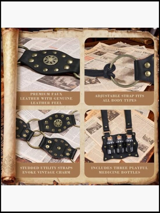 Medieval Renaissance Belt Set with Potion Bottle, LARP Cosplay Accessories, main image 5